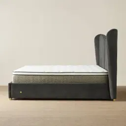 Madrid Charcoal Velvet Queen Bed
