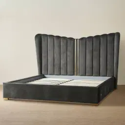Madrid Charcoal Velvet Queen Bed