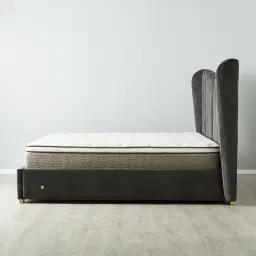 Madrid Charcoal Velvet Queen Bed
