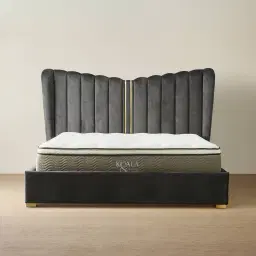 Madrid Charcoal Velvet Queen Bed