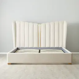 Madrid Cream Velvet Queen Bed