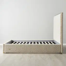 Harlow Light Sand Grey and White Boucle King Bed