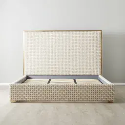 Harlow Light Sand Grey and White Boucle King Bed