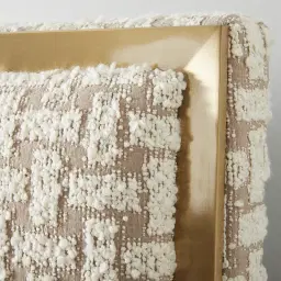 Harlow Light Sand Grey and White Boucle King Bed