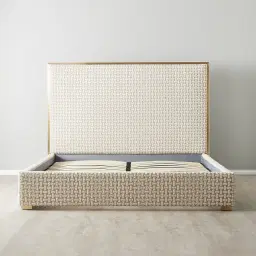 Harlow Light Sand Grey and White Boucle Queen Bed