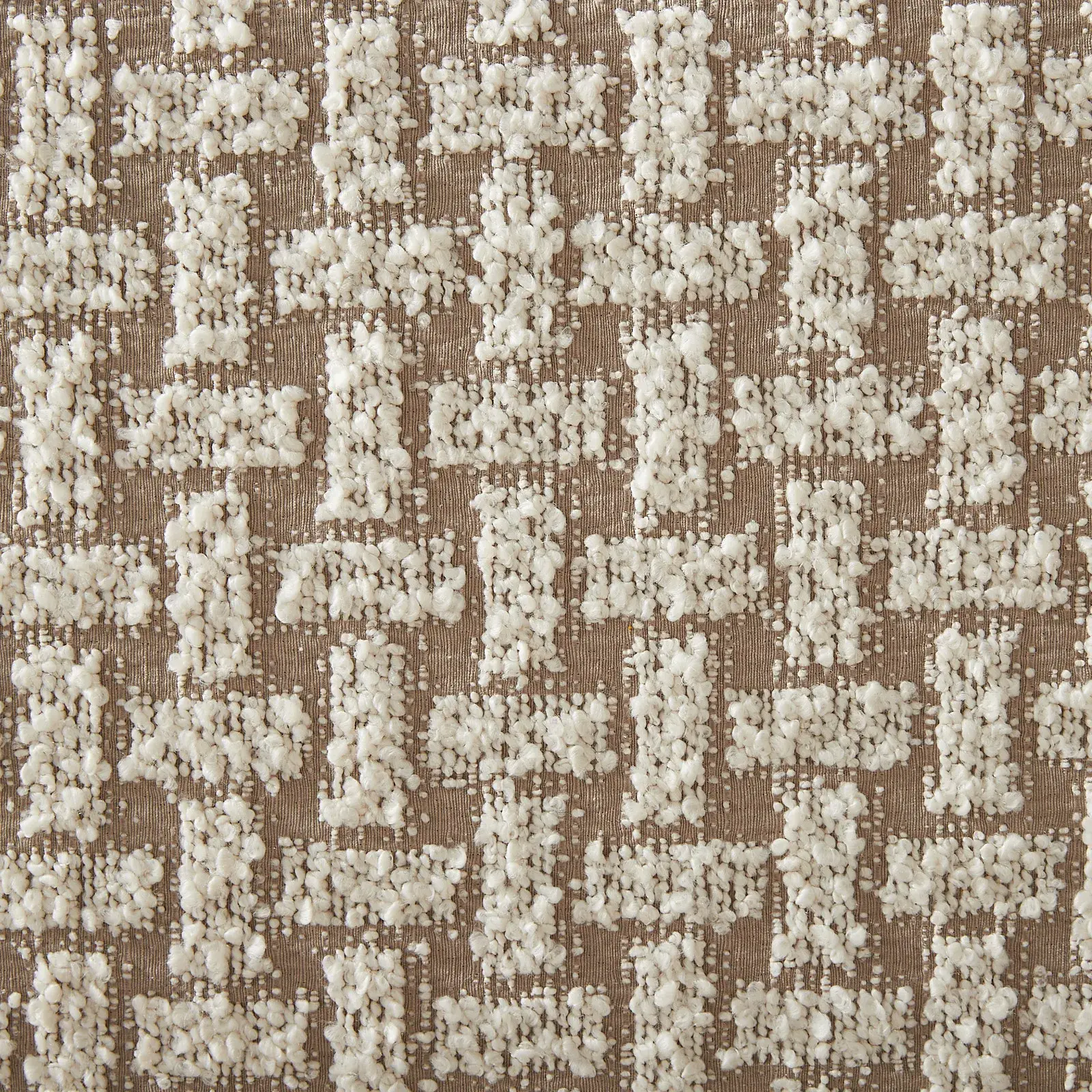 Harlow Light Sand Grey and White Boucle Queen Bed