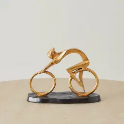 Cycling Man Gold Metal Decorative