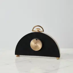 Midnight Polished Gold Metal Clock