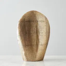 Armando Croc Etched Antique Brass Metal Vase