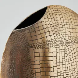 Armando Croc Etched Antique Brass Metal Vase