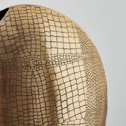 Armando Croc Etched Antique Brass Metal Vase