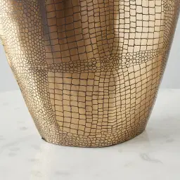 Armando Croc Etched Antique Brass Metal Vase