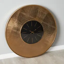 Miriam Matte Antique Brass Croc Pattern Wall Clock