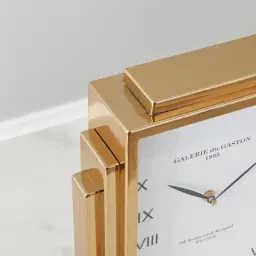 Clarita Matte Antique Brass Table Clock
