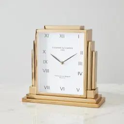 Clarita Matte Antique Brass Table Clock