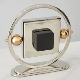 Tiffany Matte Antique Nickel and Brass Table Clock
