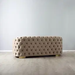 Kelly Beige Velvet 2-Seater Sofa - Gold Legs