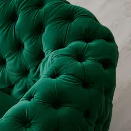 Kelly Emerald Green Velvet 2-Seater Sofa - Gold Legs