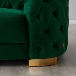 Kelly Emerald Green Velvet 2-Seater Sofa - Gold Legs