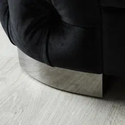 Kelly Black Velvet 2-Seater Sofa - Black Nickel Legs