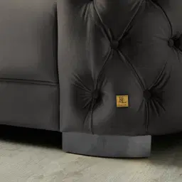 Kelly Charcoal Velvet 2 Seater Sofa - Black Nickel Legs