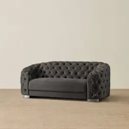 Kelly Charcoal Velvet 2 Seater Sofa - Black Nickel Legs