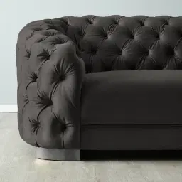 Kelly Charcoal Velvet 2 Seater Sofa - Black Nickel Legs