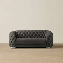 Kelly Charcoal Velvet 2 Seater Sofa - Black Nickel Legs