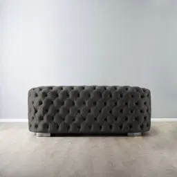 Kelly Charcoal Velvet 2 Seater Sofa - Black Nickel Legs