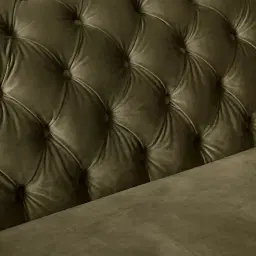 Kelly Olive Green Velvet 3-Seater Sofa Gold Legs