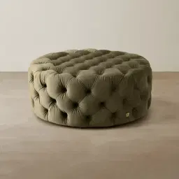 Kelly Olive Green Velvet Ottoman