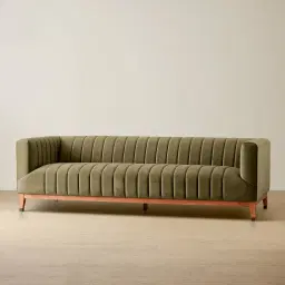 Astoria III Olive Green Velvet 3-Seater Sofa