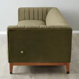 Astoria III Olive Green Velvet 3-Seater Sofa