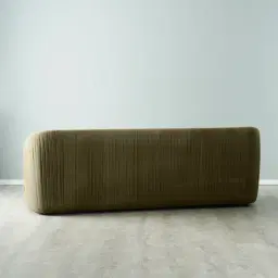 Crown Olive Green Velvet 3-Seater Sofa