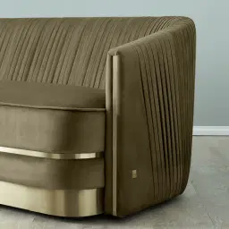 Crown Olive Green Velvet 3-Seater Sofa