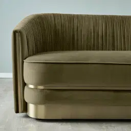 Crown Olive Green Velvet 3-Seater Sofa