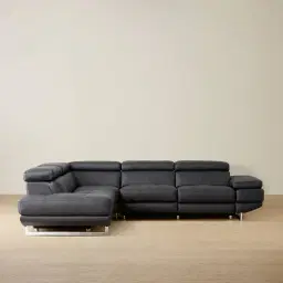 Alessia Black Leather Dual Electric Recliner Lounge - Left