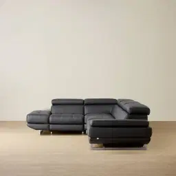 Alessia Black Leather Dual Electric Recliner Lounge - Left