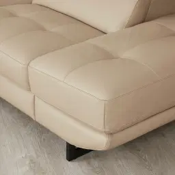 Alessia Almond Cream Leather Dual Electric Recliner Lounge - Right