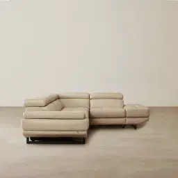 Alessia Almond Cream Leather Dual Electric Recliner Lounge - Right