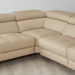 Alessia Almond Cream Leather Dual Electric Recliner Lounge - Right