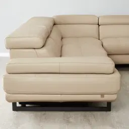 Alessia Almond Cream Leather Dual Electric Recliner Lounge - Right