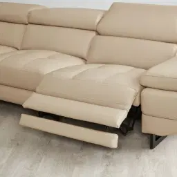 Alessia Almond Cream Leather Dual Electric Recliner Lounge - Left