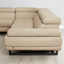 Alessia Almond Cream Leather Dual Electric Recliner Lounge - Left