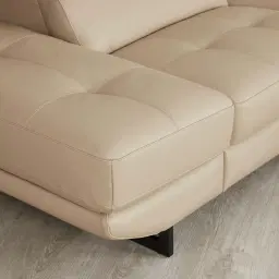 Alessia Almond Cream Leather Dual Electric Recliner Lounge - Left