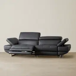 Elena Black Leather 3-Seater Electric Recliner