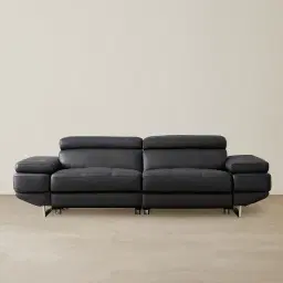 Elena Black Leather 3-Seater Electric Recliner