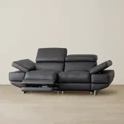 Elena Black Leather 2-Seater Electric Recliner