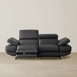 Elena Black Leather 2-Seater Electric Recliner