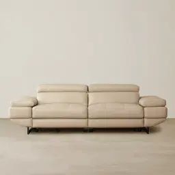 Elena Almond Cream Leather 3-Seater Electric Recliner